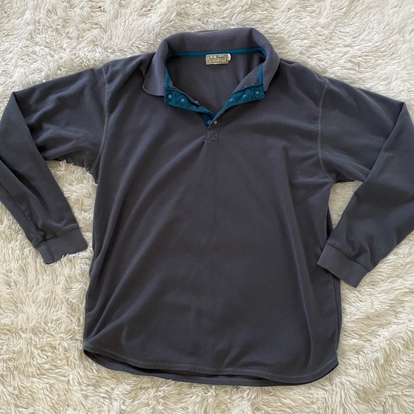 Pull Polaire Enfant L.L.Bean Vintage - Taille L - Motif Géométrique - 1/3 Snap